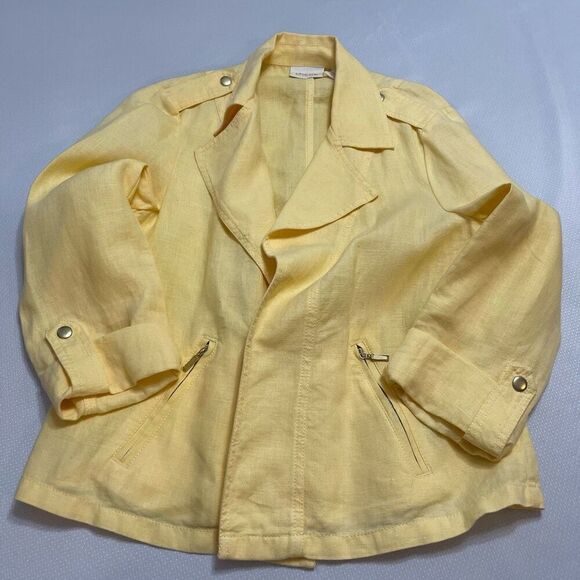 Chico’s Linen Yellow Jacket Size 1 US Small - Picture 1 of 9